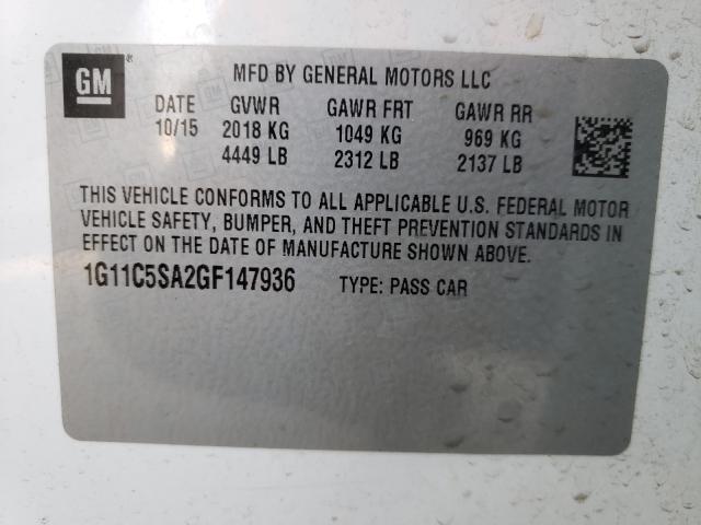 Photo 9 VIN: 1G11C5SA2GF147936 - CHEVROLET MALIBU LIM 