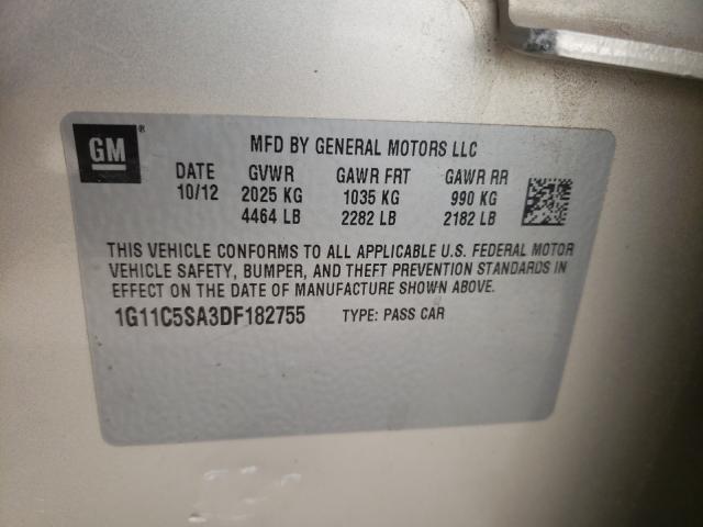 Photo 9 VIN: 1G11C5SA3DF182755 - CHEVROLET MALIBU 1LT 