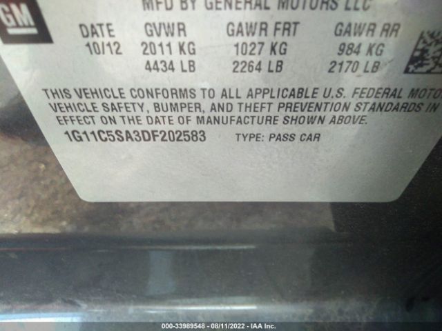 Photo 8 VIN: 1G11C5SA3DF202583 - CHEVROLET MALIBU 