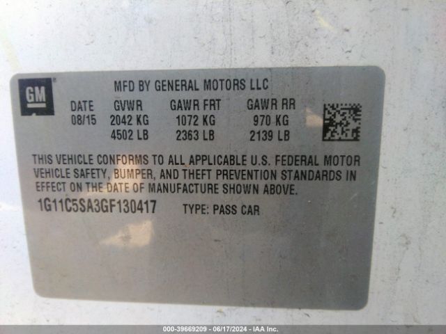 Photo 8 VIN: 1G11C5SA3GF130417 - CHEVROLET MALIBU LIMITED 