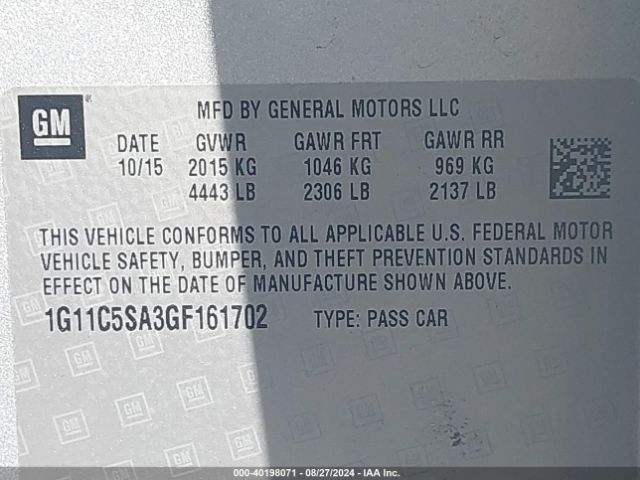 Photo 8 VIN: 1G11C5SA3GF161702 - CHEVROLET MALIBU LIMITED 