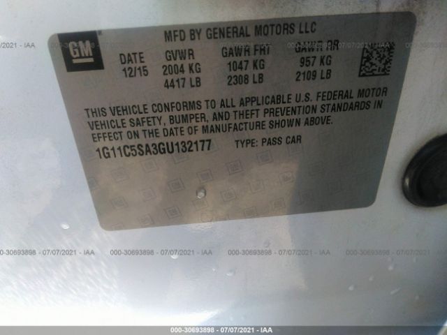 Photo 8 VIN: 1G11C5SA3GU132177 - CHEVROLET MALIBU LIMITED 