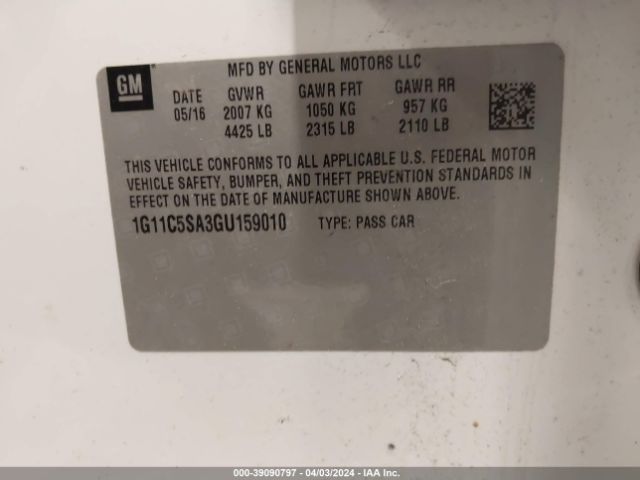 Photo 8 VIN: 1G11C5SA3GU159010 - CHEVROLET MALIBU LIMITED 