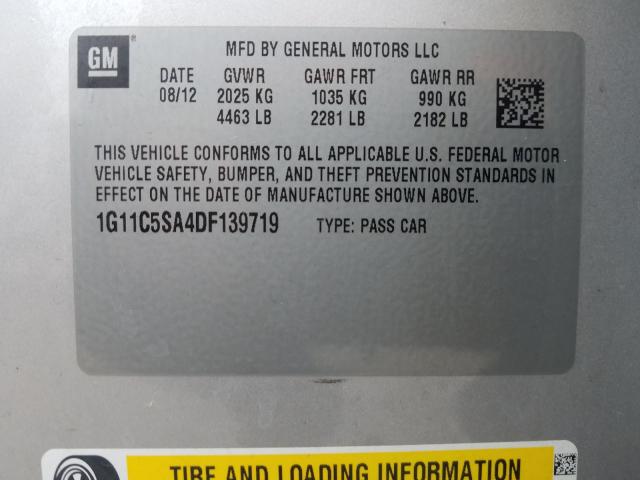 Photo 9 VIN: 1G11C5SA4DF139719 - CHEVROLET MALIBU 1LT 