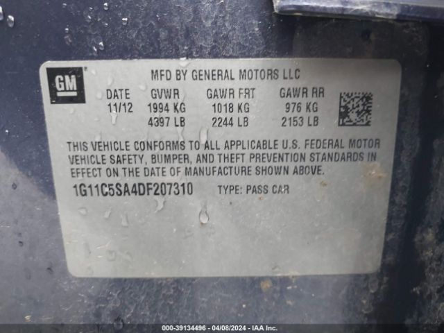 Photo 8 VIN: 1G11C5SA4DF207310 - CHEVROLET MALIBU 