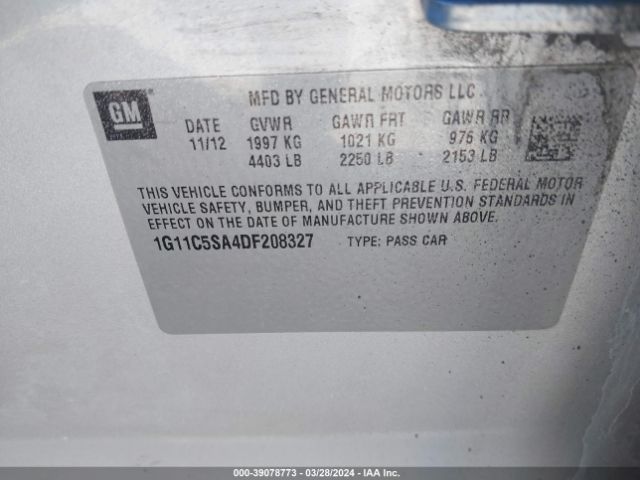 Photo 8 VIN: 1G11C5SA4DF208327 - CHEVROLET MALIBU 