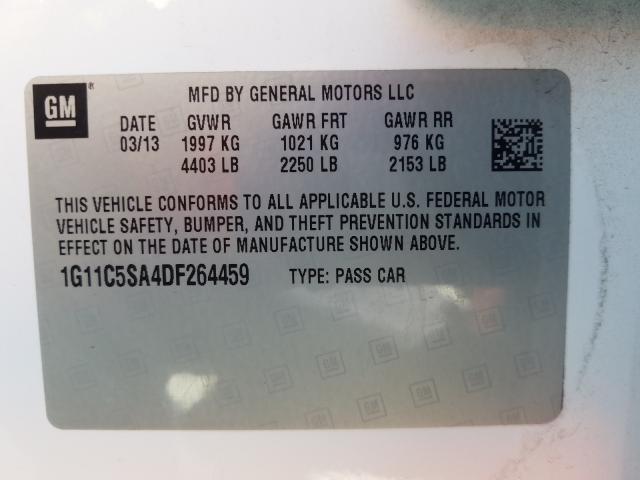 Photo 9 VIN: 1G11C5SA4DF264459 - CHEVROLET MALIBU 1LT 