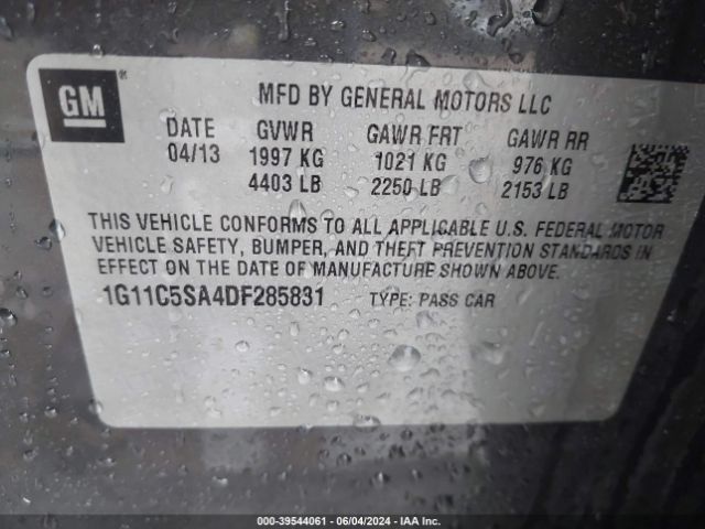 Photo 8 VIN: 1G11C5SA4DF285831 - CHEVROLET MALIBU 