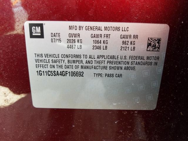 Photo 9 VIN: 1G11C5SA4GF106692 - CHEVROLET MALIBU LIM 