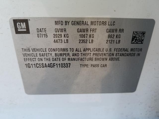 Photo 9 VIN: 1G11C5SA4GF110337 - CHEVROLET MALIBU LIM 