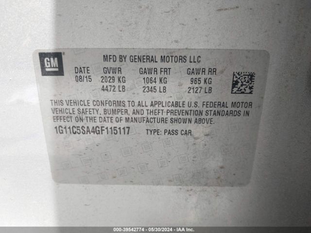 Photo 8 VIN: 1G11C5SA4GF115117 - CHEVROLET MALIBU 