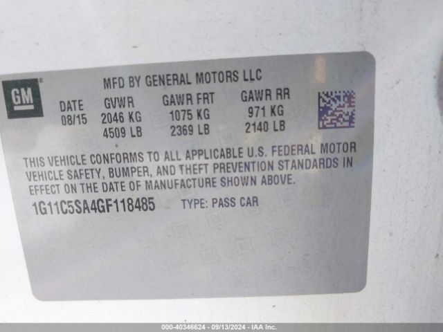 Photo 8 VIN: 1G11C5SA4GF118485 - CHEVROLET MALIBU LIMITED 