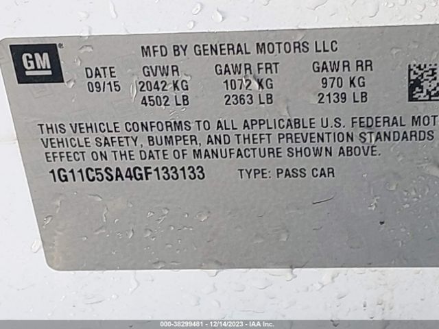 Photo 8 VIN: 1G11C5SA4GF133133 - CHEVROLET MALIBU LIMITED 