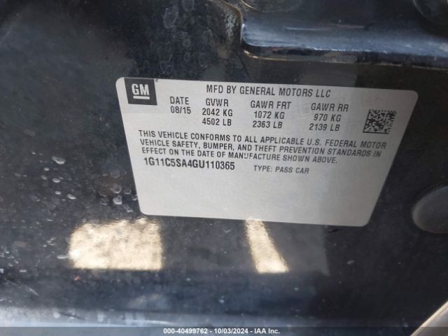 Photo 8 VIN: 1G11C5SA4GU110365 - CHEVROLET MALIBU LIMITED 