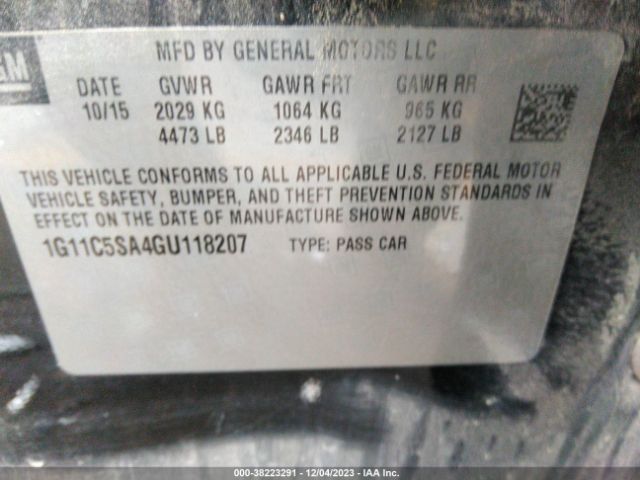 Photo 8 VIN: 1G11C5SA4GU118207 - CHEVROLET MALIBU LIMITED 