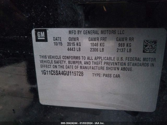 Photo 8 VIN: 1G11C5SA4GU119728 - CHEVROLET MALIBU LIMITED 