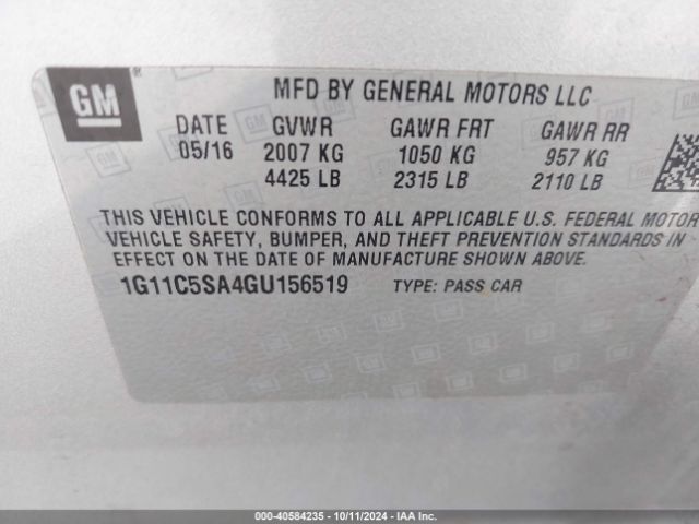 Photo 8 VIN: 1G11C5SA4GU156519 - CHEVROLET MALIBU LIMITED 