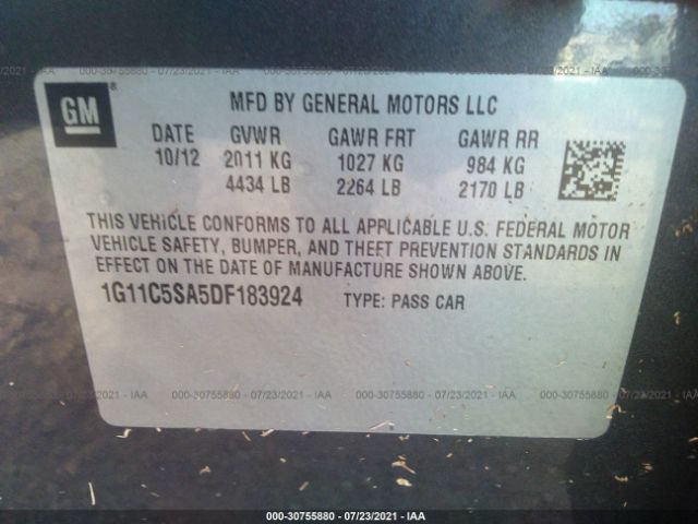 Photo 8 VIN: 1G11C5SA5DF183924 - CHEVROLET MALIBU 