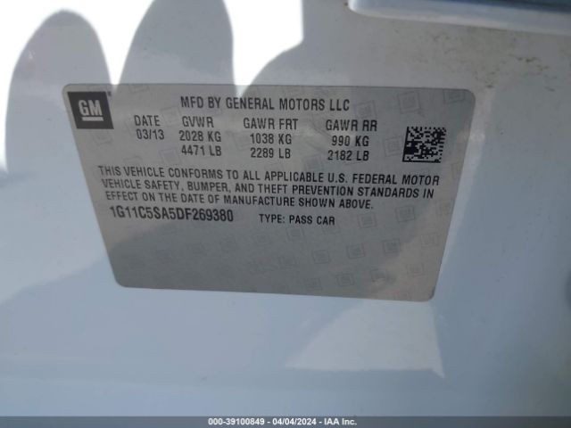 Photo 8 VIN: 1G11C5SA5DF269380 - CHEVROLET MALIBU 