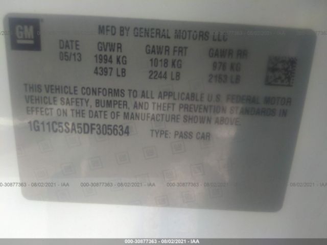 Photo 8 VIN: 1G11C5SA5DF305634 - CHEVROLET MALIBU 