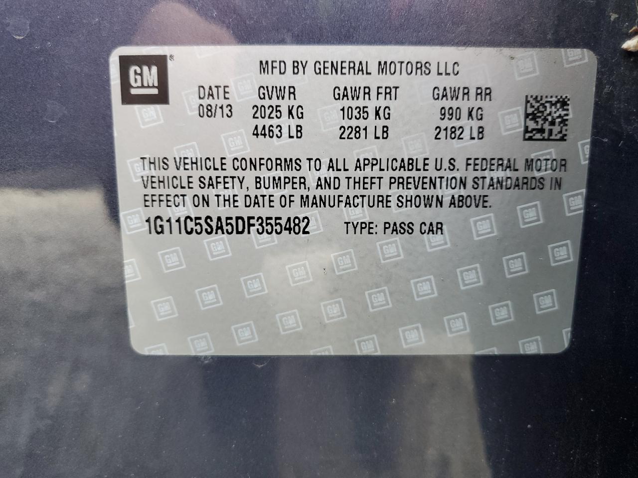 Photo 11 VIN: 1G11C5SA5DF355482 - CHEVROLET MALIBU 