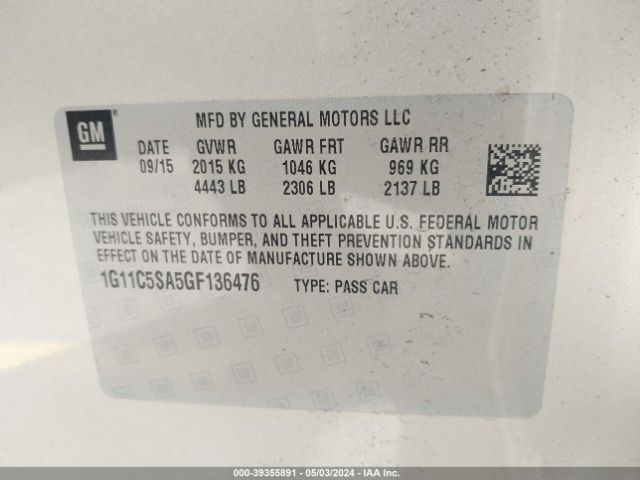 Photo 8 VIN: 1G11C5SA5GF136476 - CHEVROLET MALIBU LIMITED 