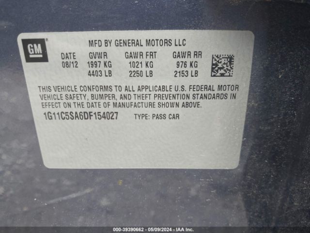 Photo 8 VIN: 1G11C5SA6DF154027 - CHEVROLET MALIBU 