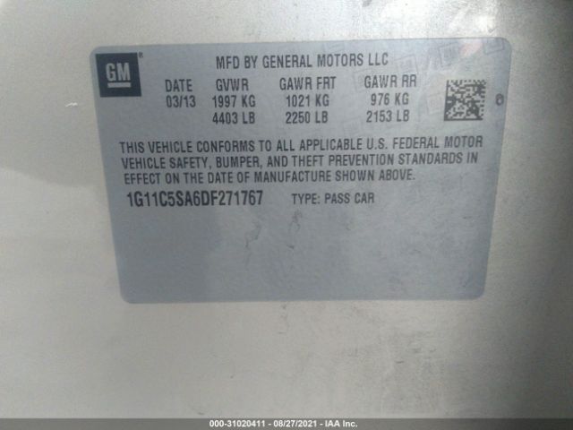 Photo 8 VIN: 1G11C5SA6DF271767 - CHEVROLET MALIBU 