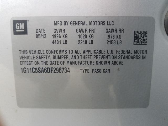 Photo 9 VIN: 1G11C5SA6DF296734 - CHEVROLET MALIBU 1LT 