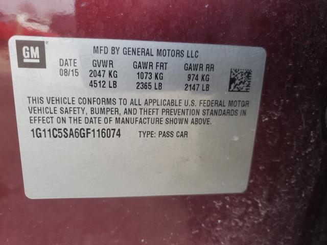 Photo 9 VIN: 1G11C5SA6GF116074 - CHEVROLET MALIBU 