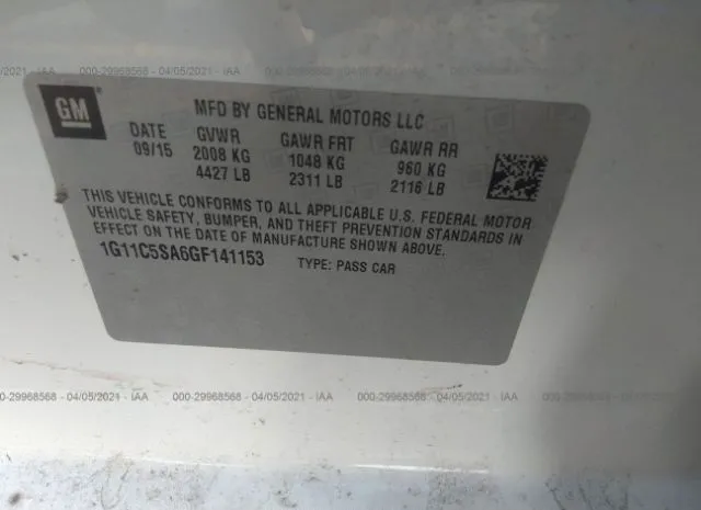 Photo 8 VIN: 1G11C5SA6GF141153 - CHEVROLET MALIBU LIMITED 