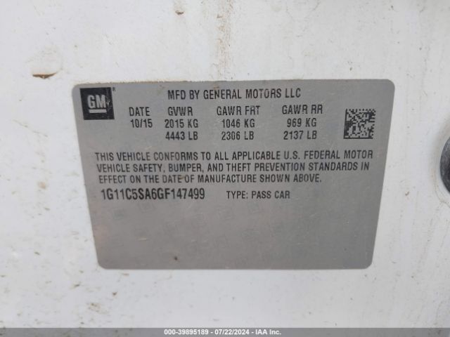 Photo 8 VIN: 1G11C5SA6GF147499 - CHEVROLET MALIBU LIMITED 