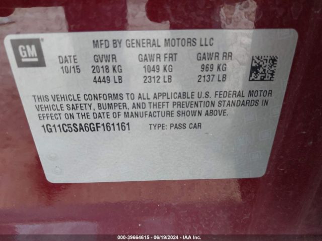 Photo 8 VIN: 1G11C5SA6GF161161 - CHEVROLET MALIBU LIMITED 