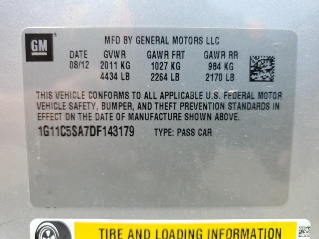 Photo 11 VIN: 1G11C5SA7DF143179 - CHEVROLET MALIBU 1LT 