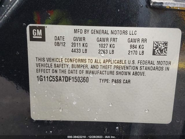 Photo 8 VIN: 1G11C5SA7DF150360 - CHEVROLET MALIBU 