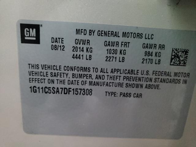 Photo 9 VIN: 1G11C5SA7DF157308 - CHEVROLET MALIBU 1LT 