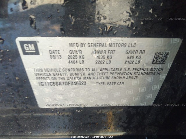 Photo 8 VIN: 1G11C5SA7DF346623 - CHEVROLET MALIBU 