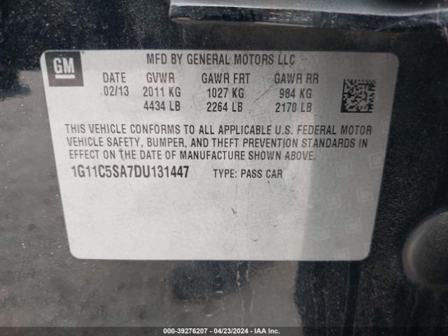 Photo 8 VIN: 1G11C5SA7DU131447 - CHEVROLET MALIBU 