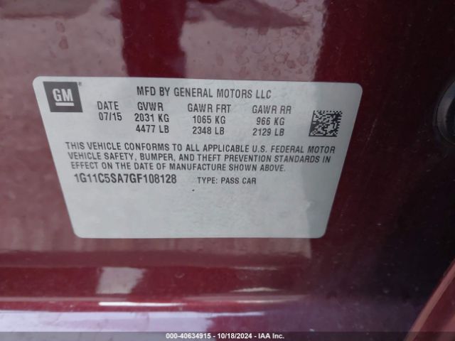 Photo 8 VIN: 1G11C5SA7GF108128 - CHEVROLET MALIBU LIMITED 