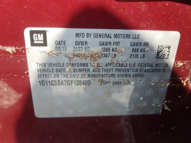 Photo 9 VIN: 1G11C5SA7GF128489 - CHEVROLET MALIBU LIM 