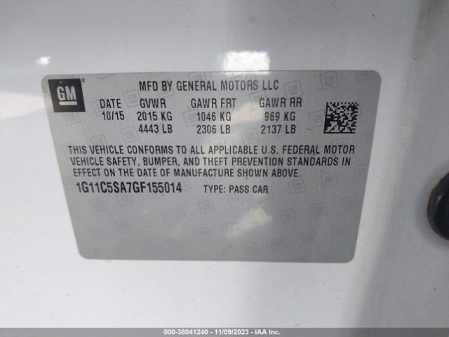 Photo 8 VIN: 1G11C5SA7GF155014 - CHEVROLET MALIBU LIMITED 