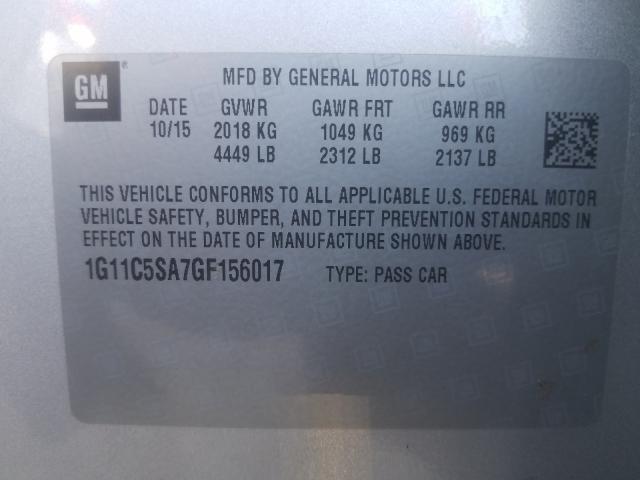 Photo 9 VIN: 1G11C5SA7GF156017 - CHEVROLET MALIBU LIM 