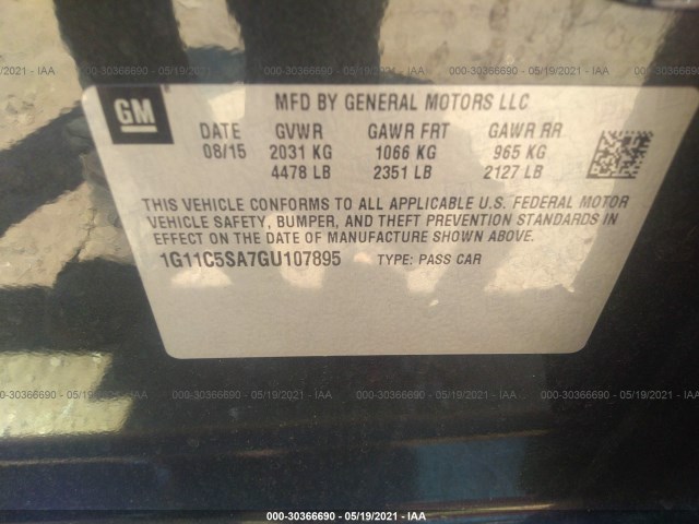 Photo 8 VIN: 1G11C5SA7GU107895 - CHEVROLET MALIBU LIMITED 