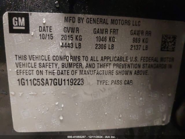 Photo 8 VIN: 1G11C5SA7GU119223 - CHEVROLET MALIBU LIMITED 