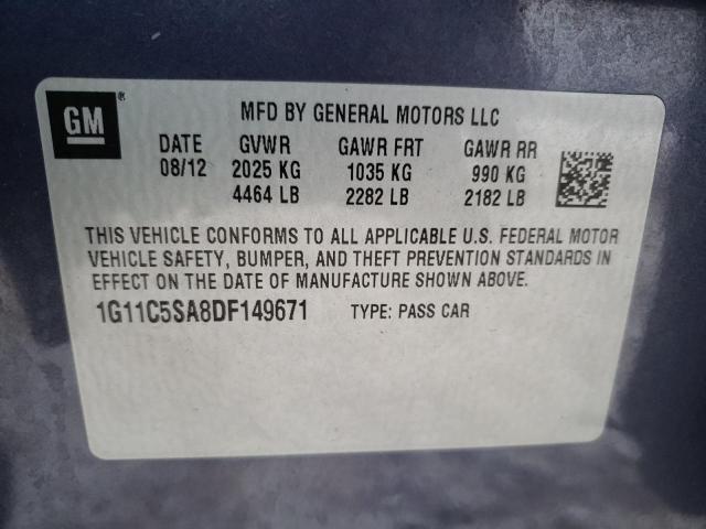 Photo 9 VIN: 1G11C5SA8DF149671 - CHEVROLET MALIBU 1LT 