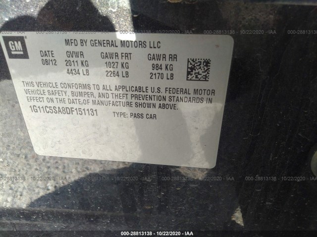 Photo 8 VIN: 1G11C5SA8DF151131 - CHEVROLET MALIBU 