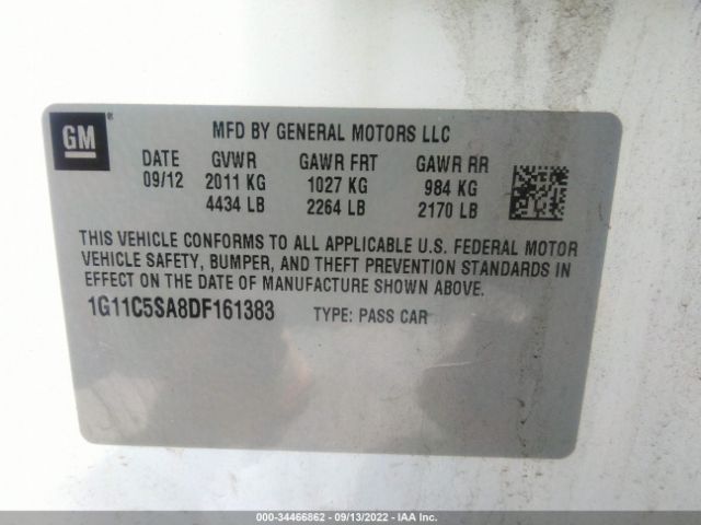 Photo 8 VIN: 1G11C5SA8DF161383 - CHEVROLET MALIBU 