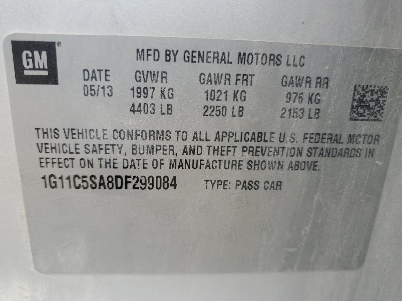 Photo 11 VIN: 1G11C5SA8DF299084 - CHEVROLET MALIBU 