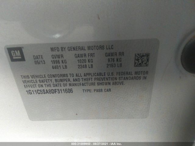 Photo 8 VIN: 1G11C5SA8DF311606 - CHEVROLET MALIBU 