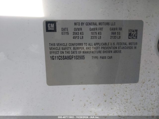 Photo 8 VIN: 1G11C5SA8GF102905 - CHEVROLET MALIBU LIMITED 